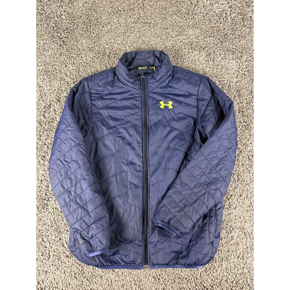 Under Armour Kids Navy Blue Quilted Puffer Jacket Full Zip Size YXL ColdGear